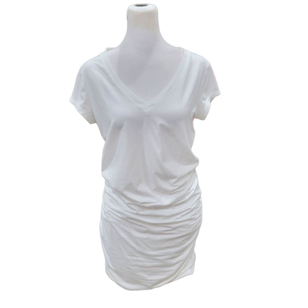 Athleta Women's Topanga Ruched T-shirt Dress Size Extra Small White